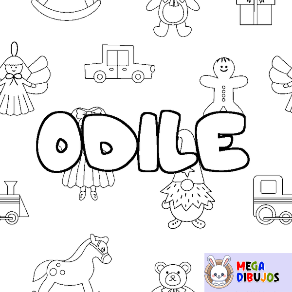 Coloraci&oacute;n del nombre ODILE - decorado juguetes