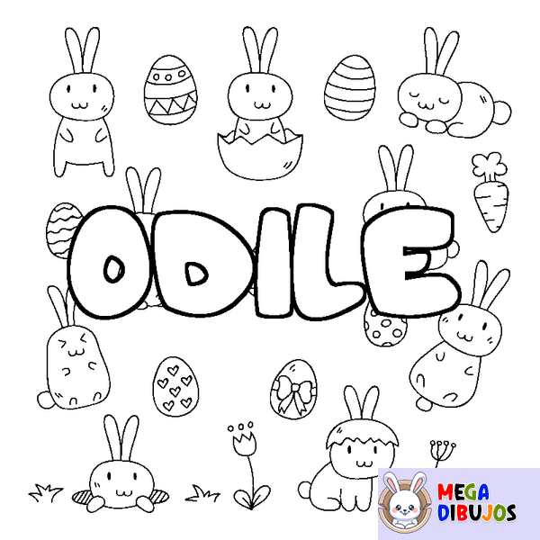 Coloraci&oacute;n del nombre ODILE - decorado Pascua