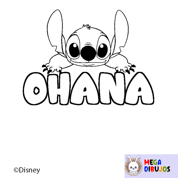 Coloraci&oacute;n del nombre OHANA - decorado Stitch