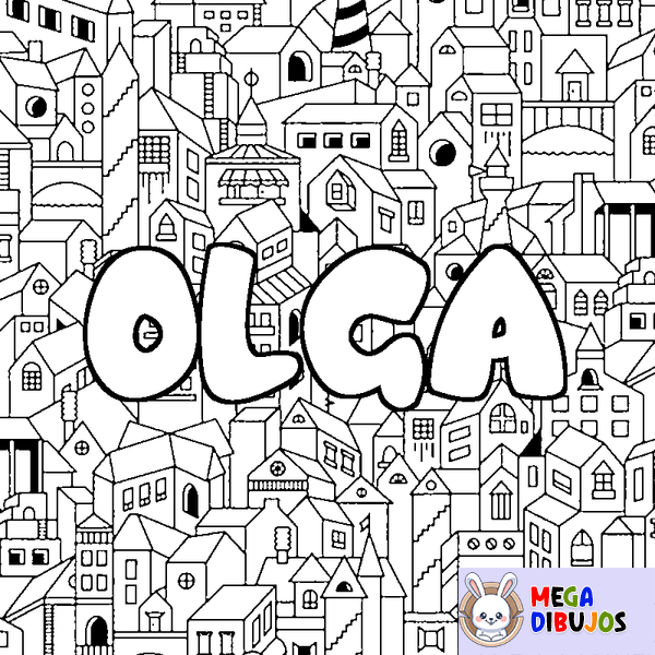 Coloraci&oacute;n del nombre OLGA - decorado ciudad