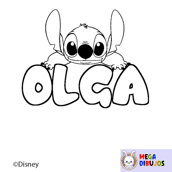Coloraci&oacute;n del nombre OLGA - decorado Stitch