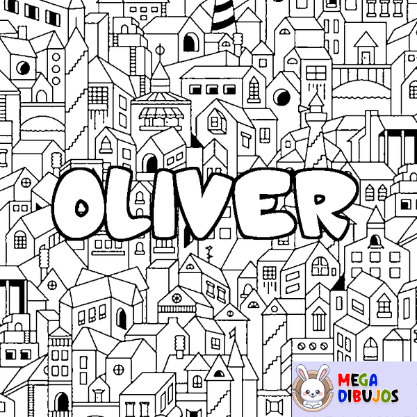 Coloraci&oacute;n del nombre OLIVER - decorado ciudad