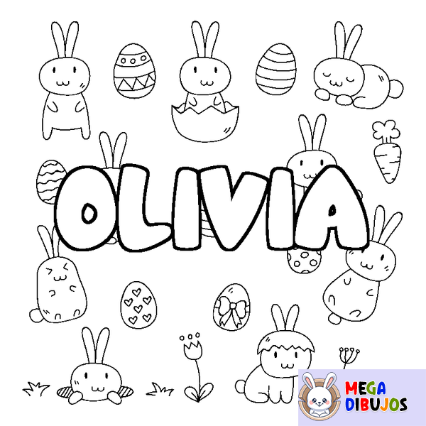Coloraci&oacute;n del nombre OLIVIA - decorado Pascua