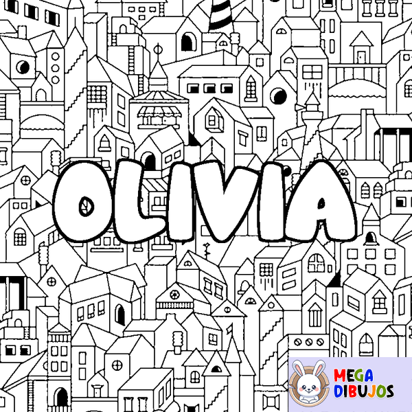 Coloraci&oacute;n del nombre OLIVIA - decorado ciudad