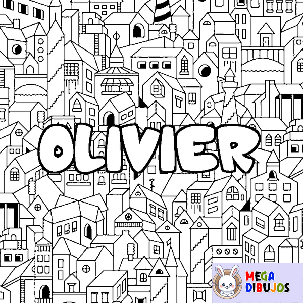 Coloraci&oacute;n del nombre OLIVIER - decorado ciudad