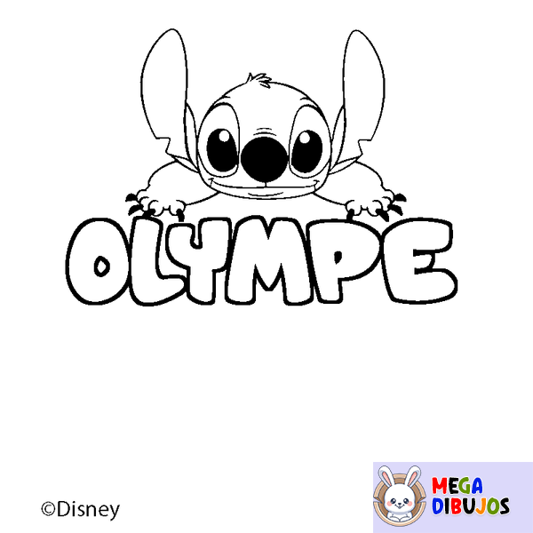 Coloraci&oacute;n del nombre OLYMPE - decorado Stitch