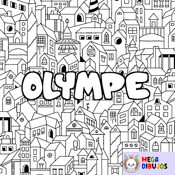 Coloraci&oacute;n del nombre OLYMPE - decorado ciudad