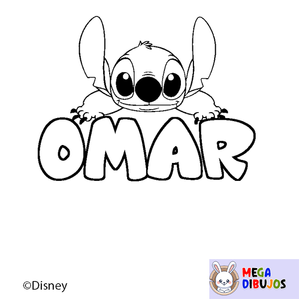 Coloraci&oacute;n del nombre OMAR - decorado Stitch