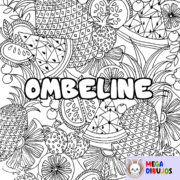 Coloraci&oacute;n del nombre OMBELINE - decorado mandala de frutas
