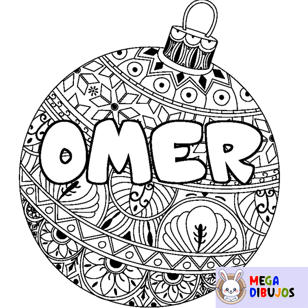 Coloraci&oacute;n del nombre OMER - decorado bola de Navidad