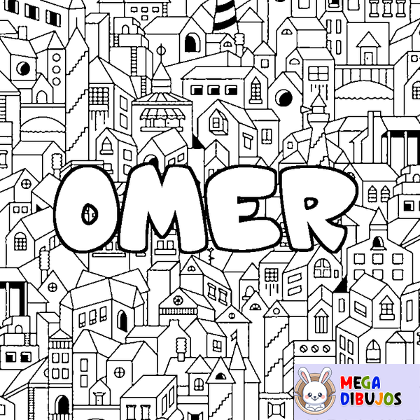 Coloraci&oacute;n del nombre OMER - decorado ciudad