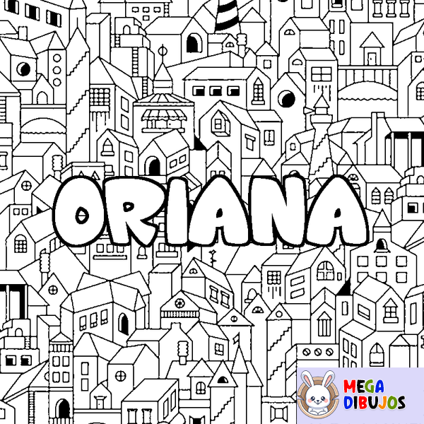 Coloraci&oacute;n del nombre ORIANA - decorado ciudad