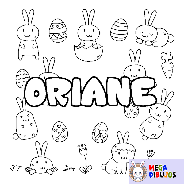 Coloraci&oacute;n del nombre ORIANE - decorado Pascua