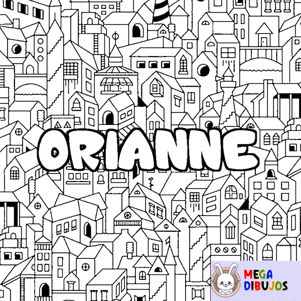 Coloraci&oacute;n del nombre ORIANNE - decorado ciudad