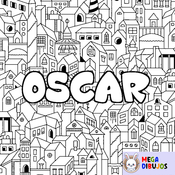 Coloraci&oacute;n del nombre OSCAR - decorado ciudad