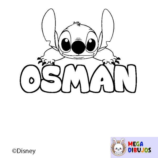 Coloraci&oacute;n del nombre OSMAN - decorado Stitch