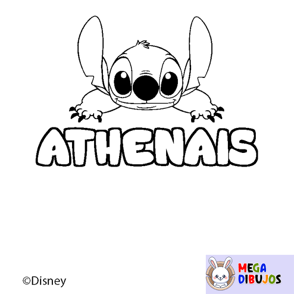 Coloraci&oacute;n del nombre ATHENAIS - decorado Stitch