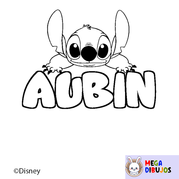 Coloraci&oacute;n del nombre AUBIN - decorado Stitch