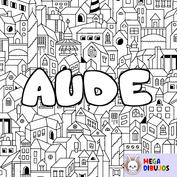 Coloraci&oacute;n del nombre AUDE - decorado ciudad