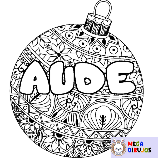 Coloraci&oacute;n del nombre AUDE - decorado bola de Navidad