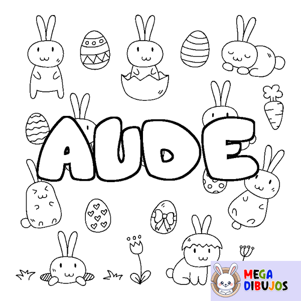 Coloraci&oacute;n del nombre AUDE - decorado Pascua