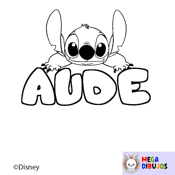 Coloraci&oacute;n del nombre AUDE - decorado Stitch