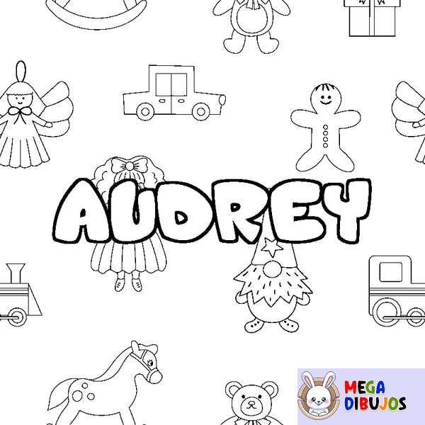 Coloraci&oacute;n del nombre AUDREY - decorado juguetes