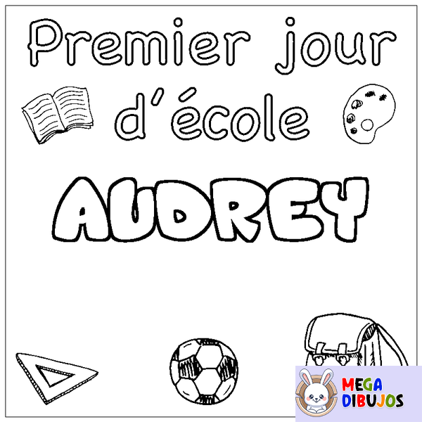 Coloraci&oacute;n del nombre AUDREY - decorado primer d&iacute;a de escuela