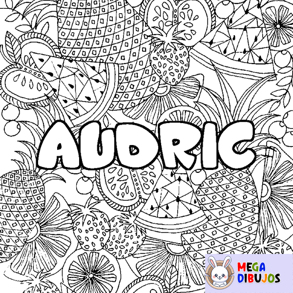 Coloraci&oacute;n del nombre AUDRIC - decorado mandala de frutas