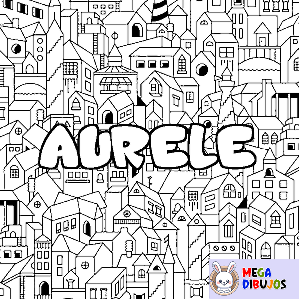 Coloraci&oacute;n del nombre AURELE - decorado ciudad