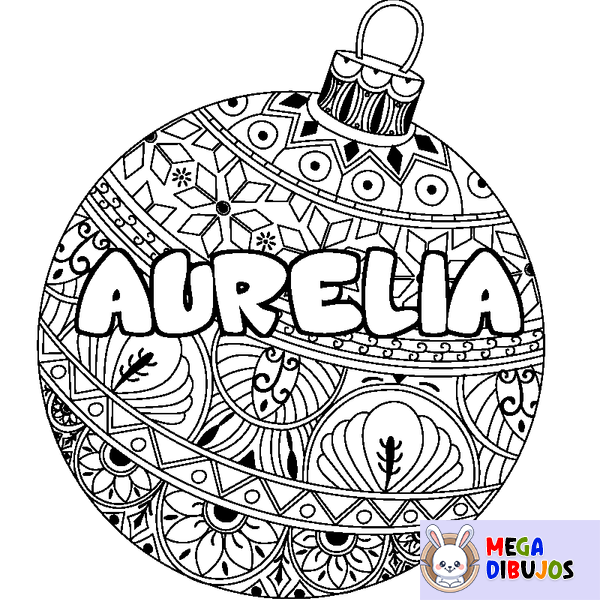 Coloraci&oacute;n del nombre AURELIA - decorado bola de Navidad