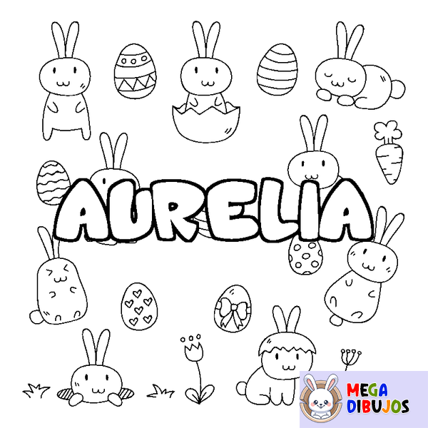 Coloraci&oacute;n del nombre AURELIA - decorado Pascua