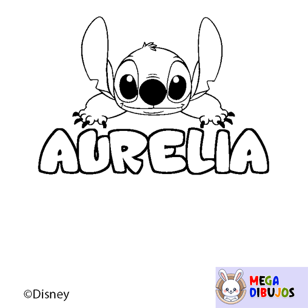 Coloraci&oacute;n del nombre AURELIA - decorado Stitch