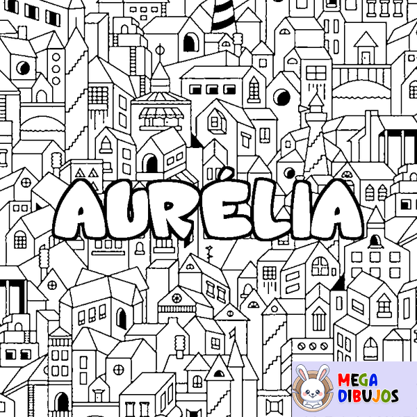 Coloraci&oacute;n del nombre AUR&Eacute;LIA - decorado ciudad