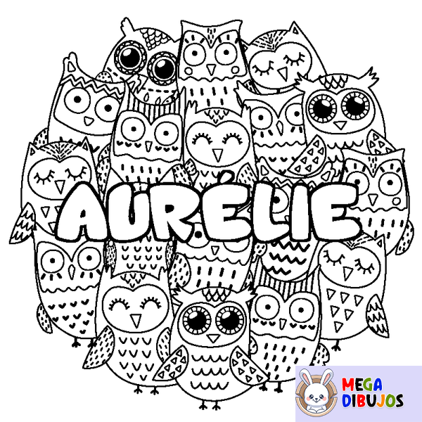 Coloraci&oacute;n del nombre AUR&Eacute;LIE - decorado b&uacute;hos