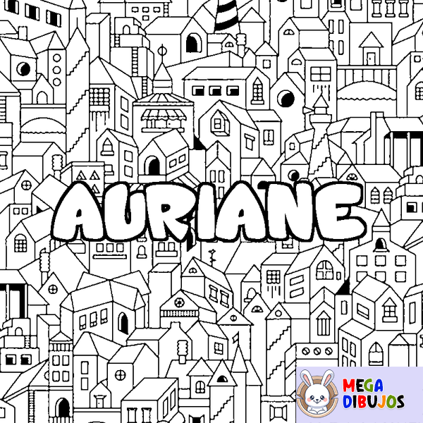 Coloraci&oacute;n del nombre AURIANE - decorado ciudad