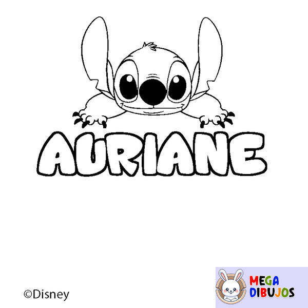 Coloraci&oacute;n del nombre AURIANE - decorado Stitch