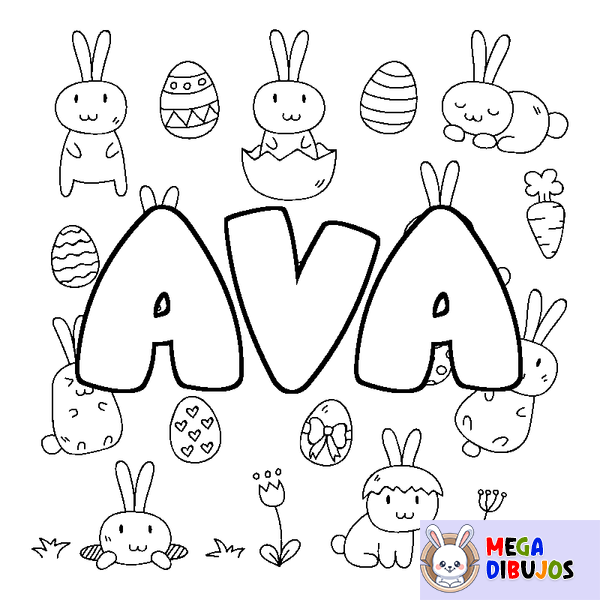 Coloraci&oacute;n del nombre AVA - decorado Pascua