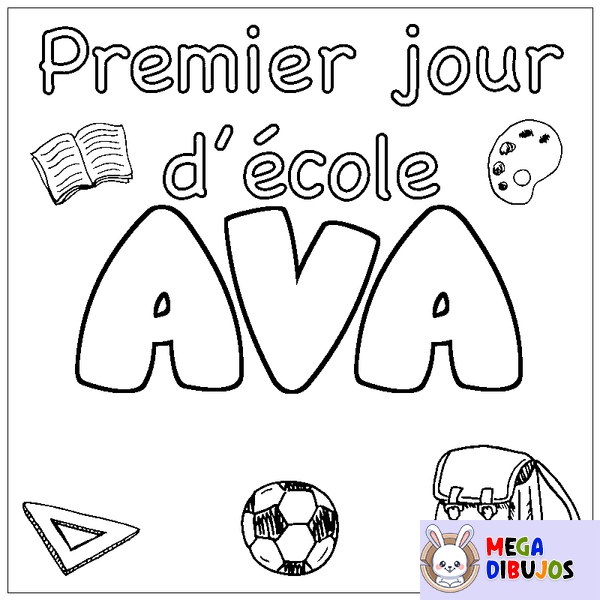 Coloraci&oacute;n del nombre AVA - decorado primer d&iacute;a de escuela