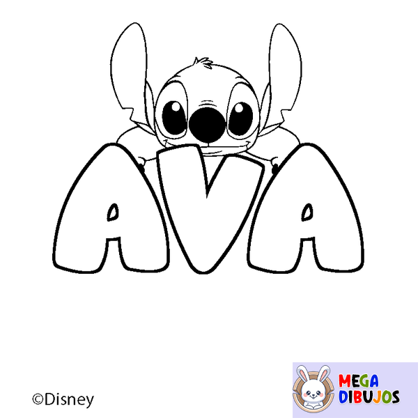 Coloraci&oacute;n del nombre AVA - decorado Stitch