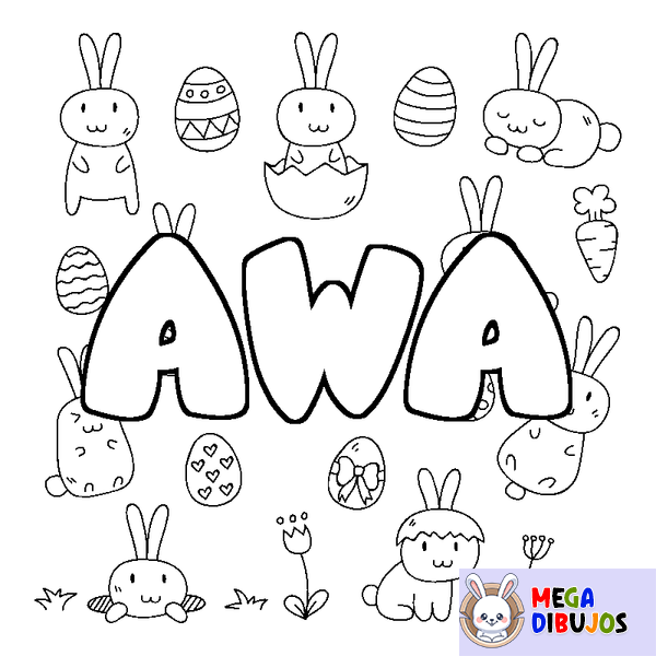 Coloraci&oacute;n del nombre AWA - decorado Pascua