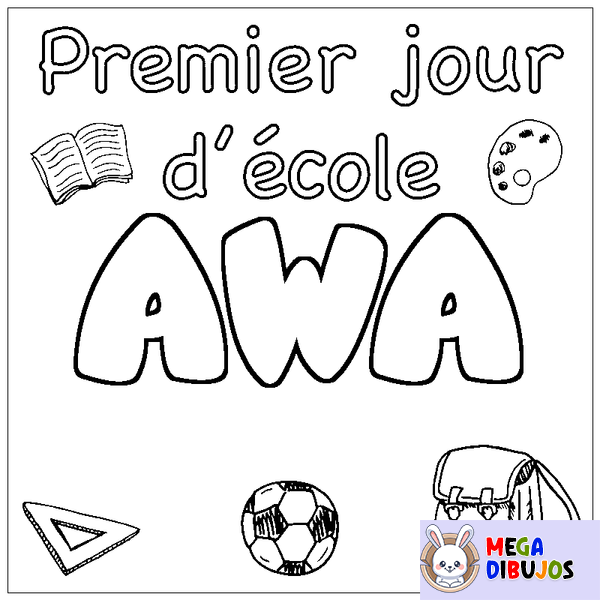 Coloraci&oacute;n del nombre AWA - decorado primer d&iacute;a de escuela