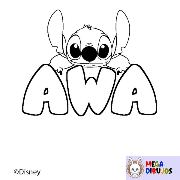 Coloraci&oacute;n del nombre AWA - decorado Stitch