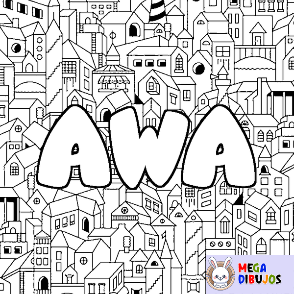 Coloraci&oacute;n del nombre AWA - decorado ciudad