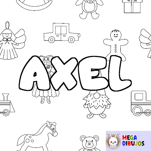 Coloraci&oacute;n del nombre AXEL - decorado juguetes