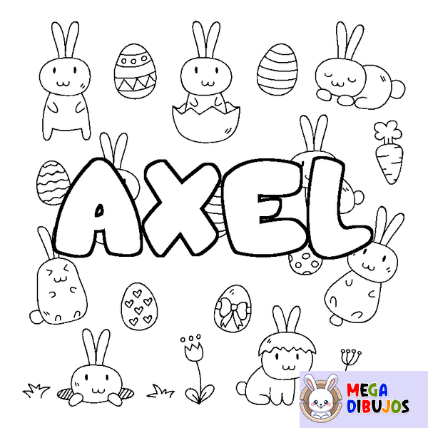 Coloraci&oacute;n del nombre AXEL - decorado Pascua