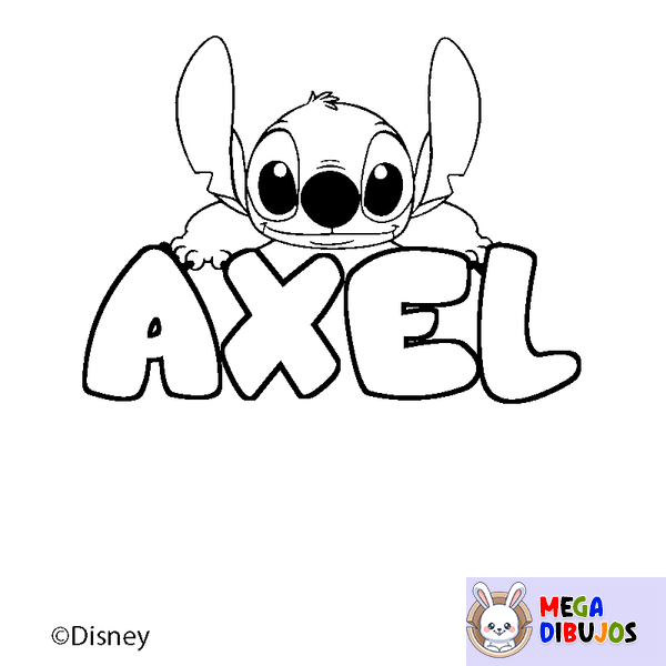 Coloraci&oacute;n del nombre AXEL - decorado Stitch