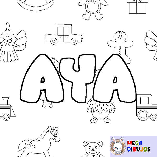 Coloraci&oacute;n del nombre AYA - decorado juguetes