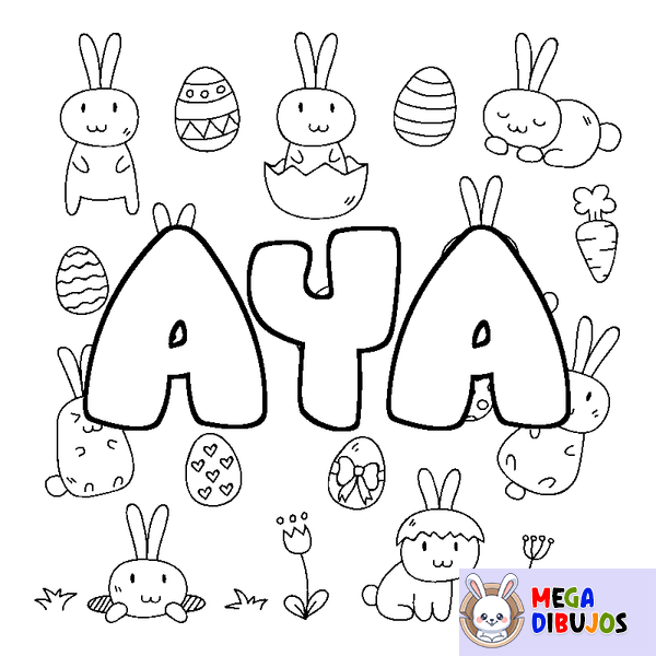 Coloraci&oacute;n del nombre AYA - decorado Pascua