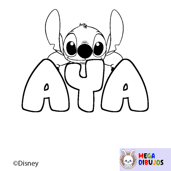 Coloraci&oacute;n del nombre AYA - decorado Stitch